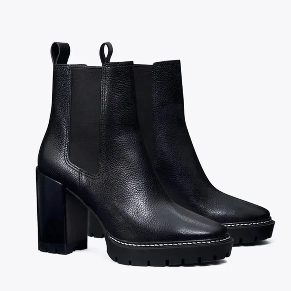 Tory Burch Carson Lug Sole Ankle Boots in Perfect Black - Picture 2 of 12